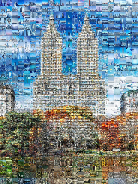 Stunning Blue Mosaic Wall Art: Unique Cityscape Artwork for Modern Home Decor AtelierMosaics