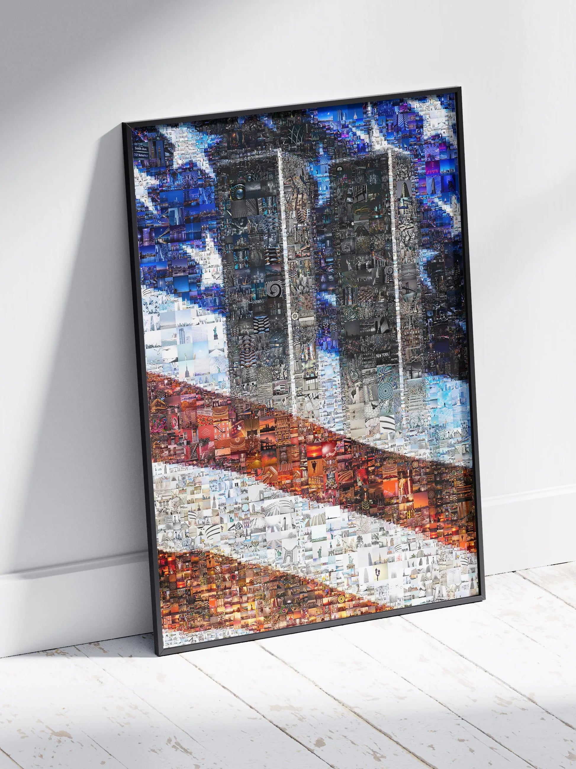 Stunning Mosaic Art of the Twin Towers & American Flag - Unique Wall Décor for Home or Office AtelierMosaics