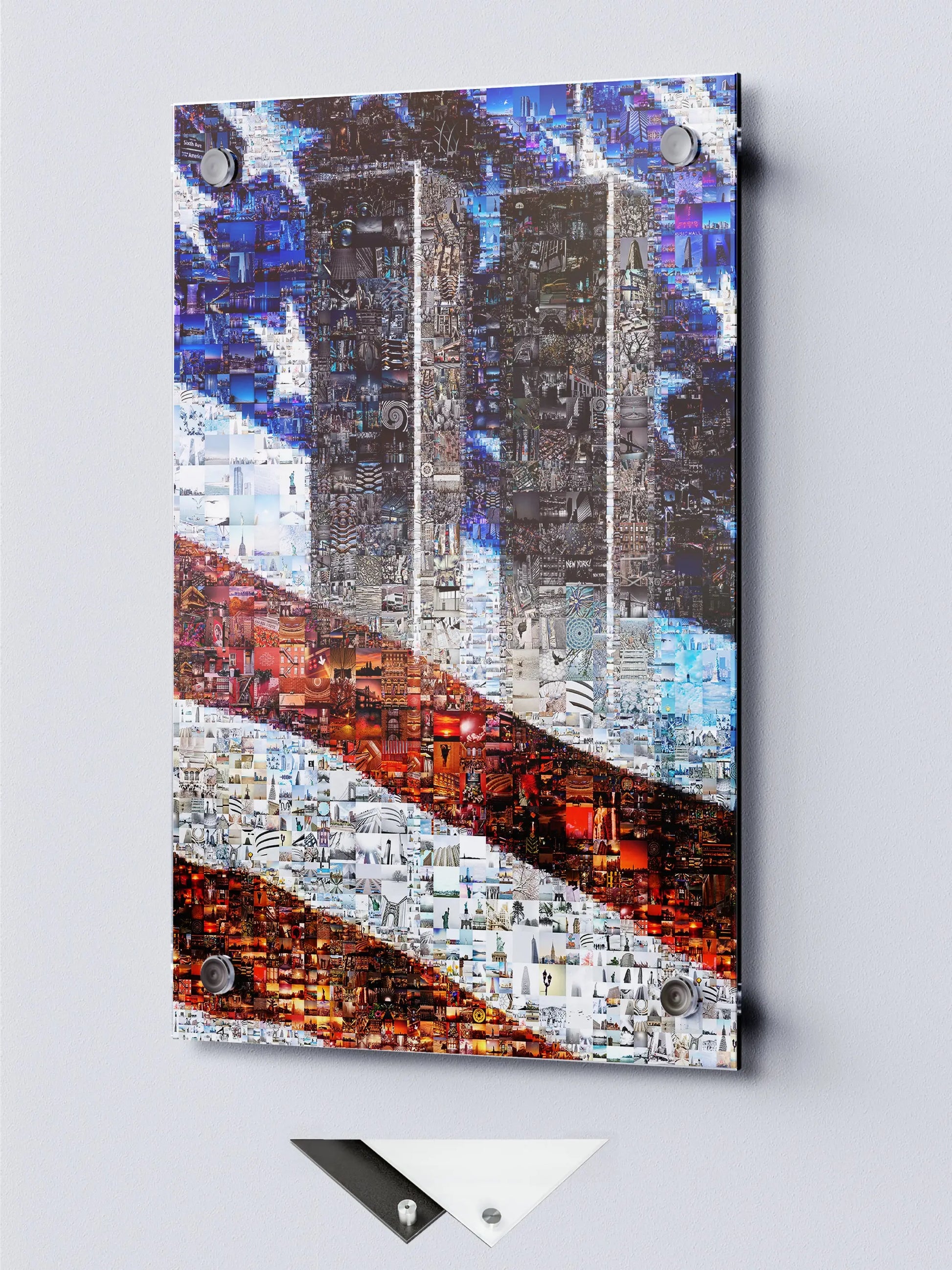 Stunning Mosaic Art of the Twin Towers & American Flag - Unique Wall Décor for Home or Office AtelierMosaics
