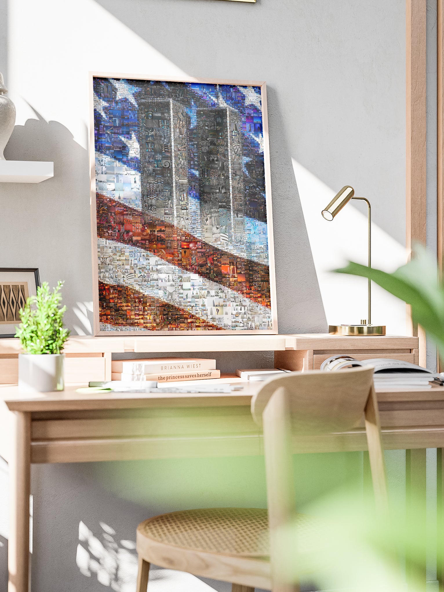 Stunning Mosaic Art of the Twin Towers & American Flag - Unique Wall Décor for Home or Office AtelierMosaics