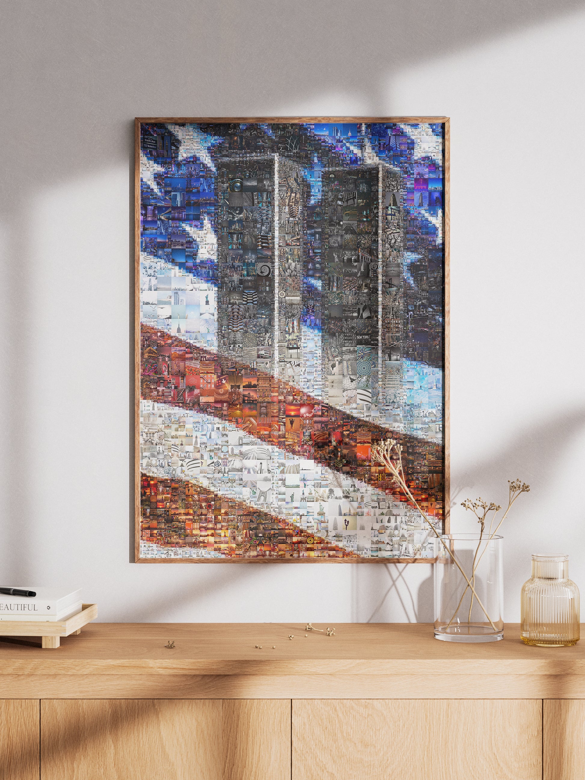 Stunning Mosaic Art of the Twin Towers & American Flag - Unique Wall Décor for Home or Office AtelierMosaics
