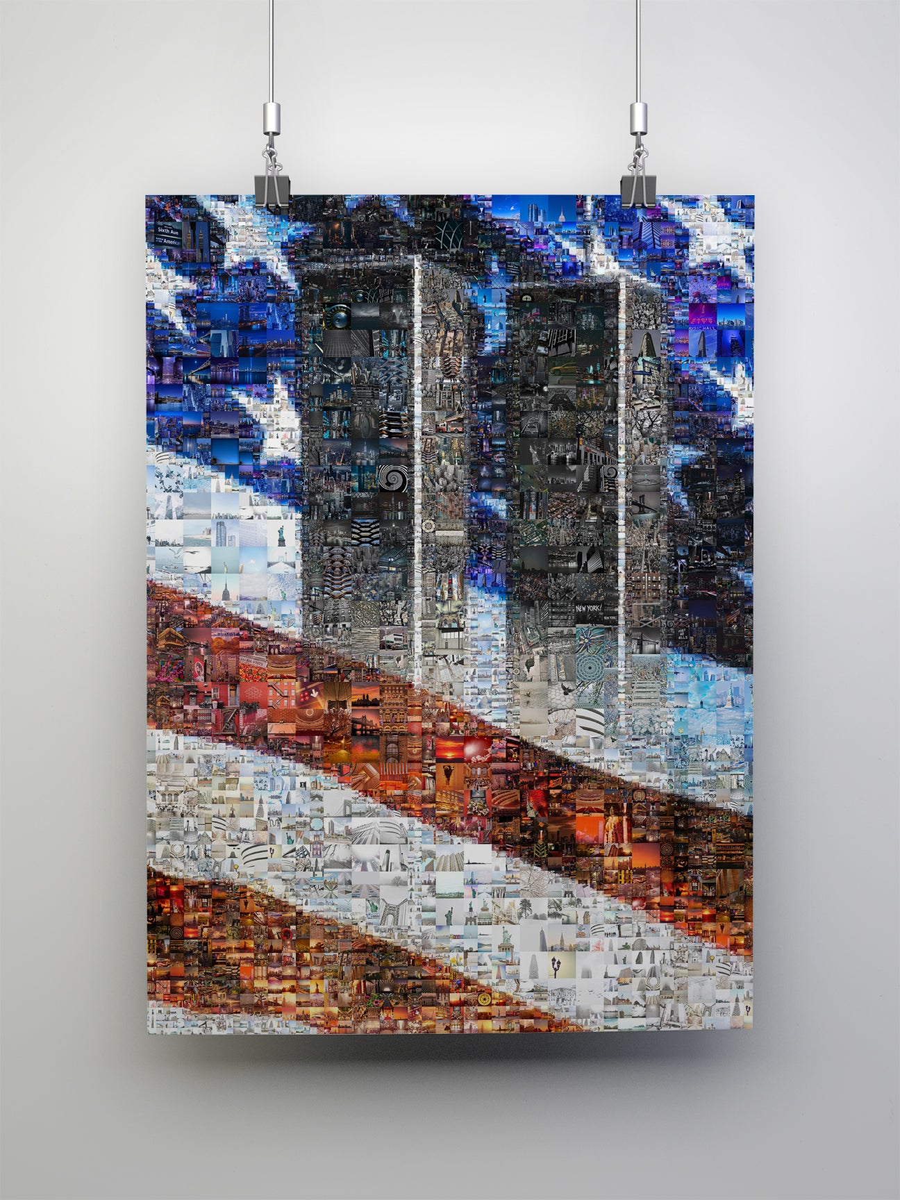 Stunning Mosaic Art of the Twin Towers & American Flag - Unique Wall Décor for Home or Office AtelierMosaics