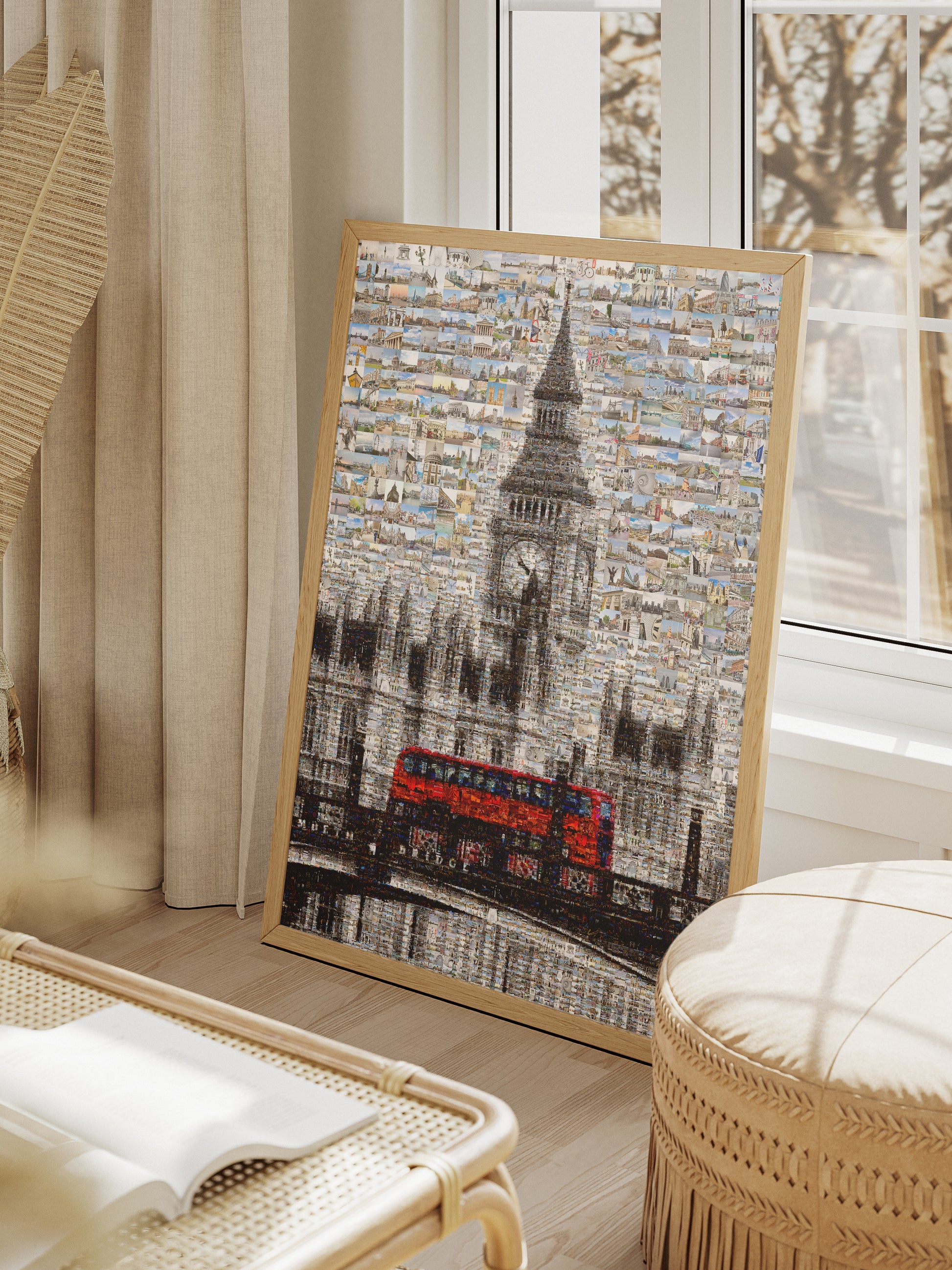 Stunning London Mosaic Artwork Featuring Iconic Landmarks and Red Bus - Perfect Home Decor AtelierMosaics