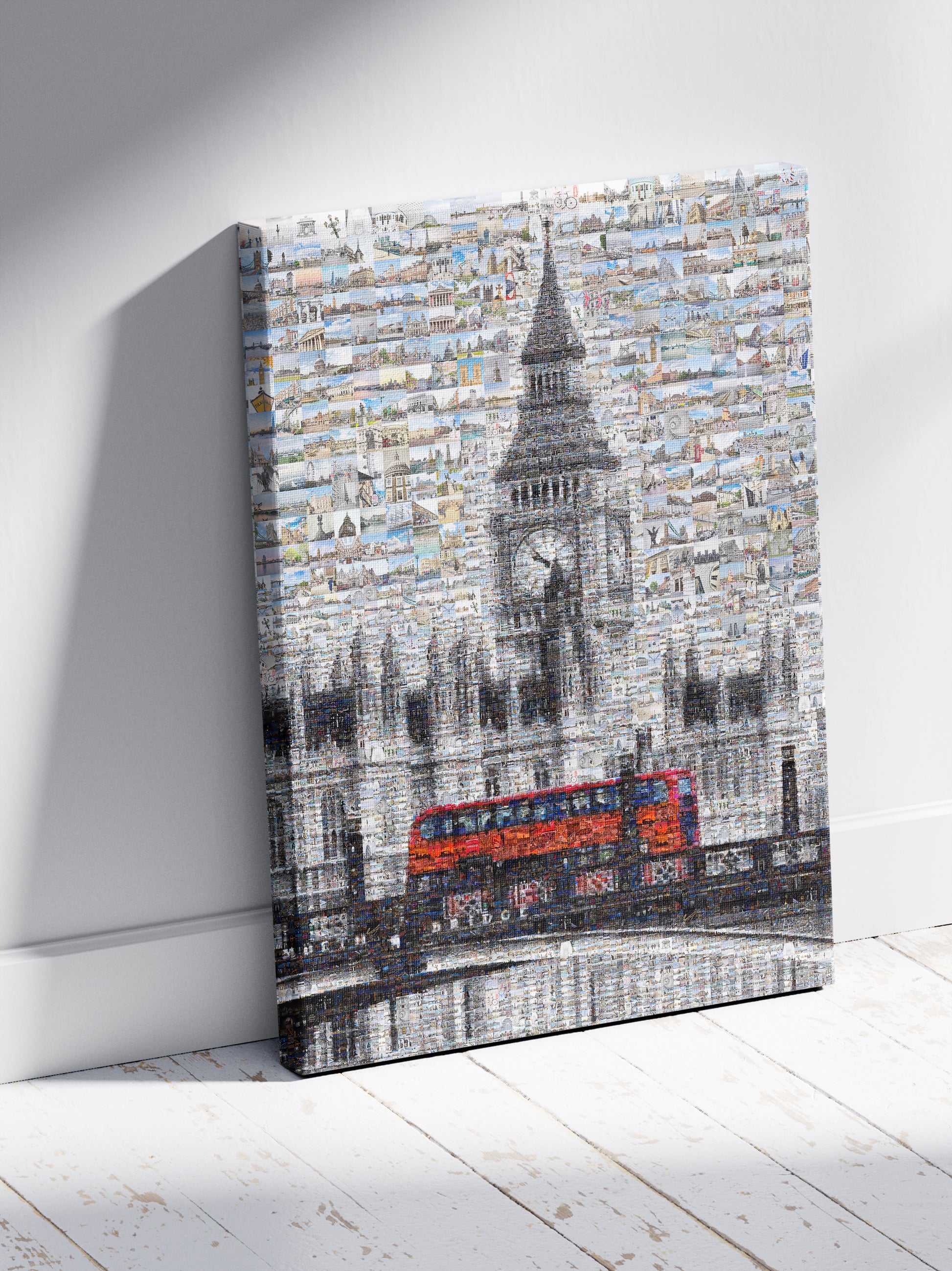 Stunning London Mosaic Artwork Featuring Iconic Landmarks and Red Bus - Perfect Home Decor AtelierMosaics