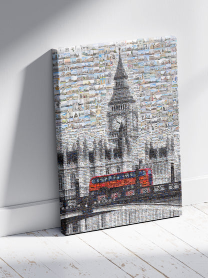 Stunning London Mosaic Artwork Featuring Iconic Landmarks and Red Bus - Perfect Home Decor AtelierMosaics