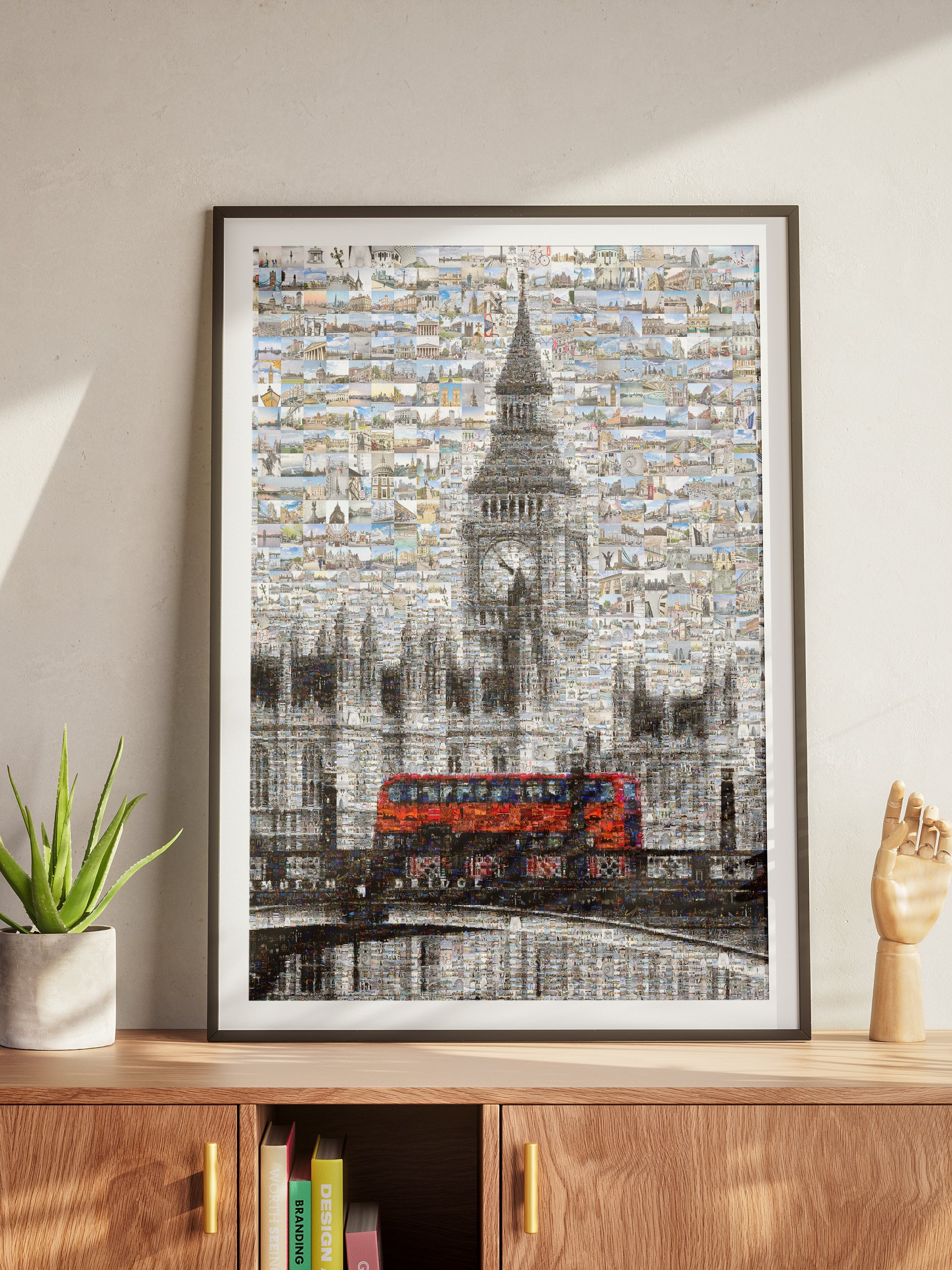 Stunning London Mosaic Artwork Featuring Iconic Landmarks and Red Bus - Perfect Home Decor AtelierMosaics