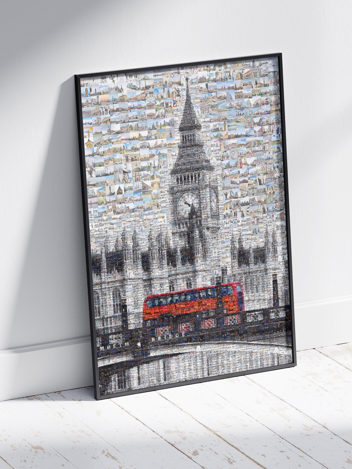 Stunning London Mosaic Artwork Featuring Iconic Landmarks and Red Bus - Perfect Home Decor AtelierMosaics
