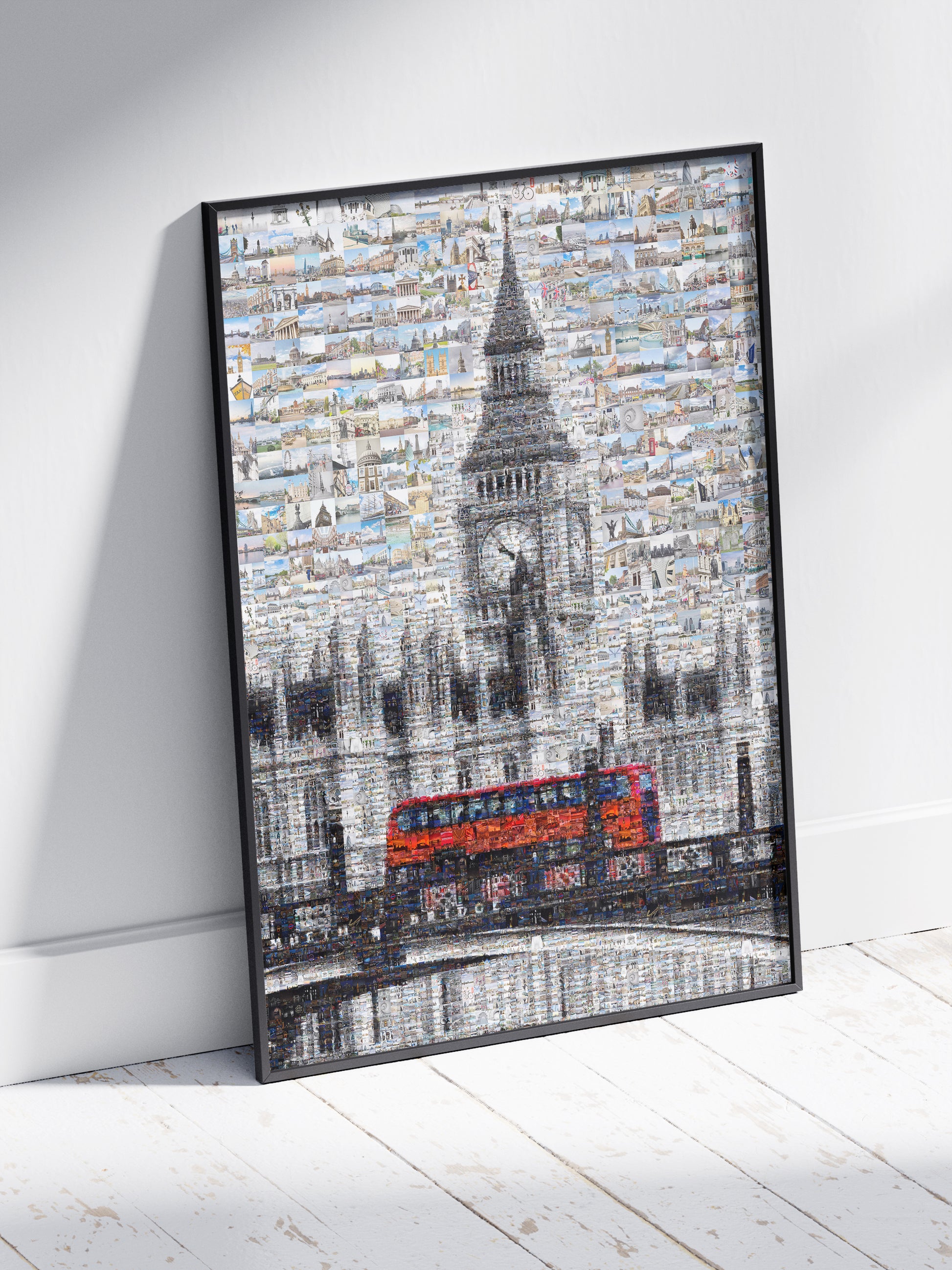 Stunning London Mosaic Artwork Featuring Iconic Landmarks and Red Bus - Perfect Home Decor AtelierMosaics
