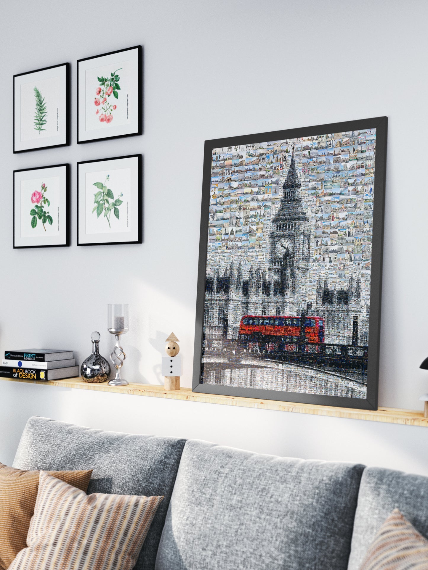 Stunning London Mosaic Artwork Featuring Iconic Landmarks and Red Bus - Perfect Home Decor AtelierMosaics