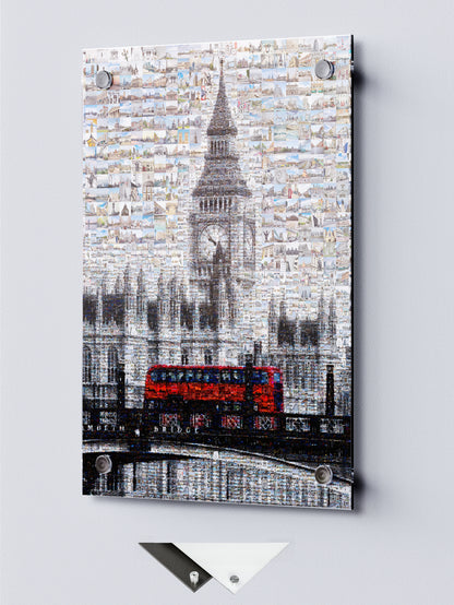 Stunning London Mosaic Artwork Featuring Iconic Landmarks and Red Bus - Perfect Home Decor AtelierMosaics