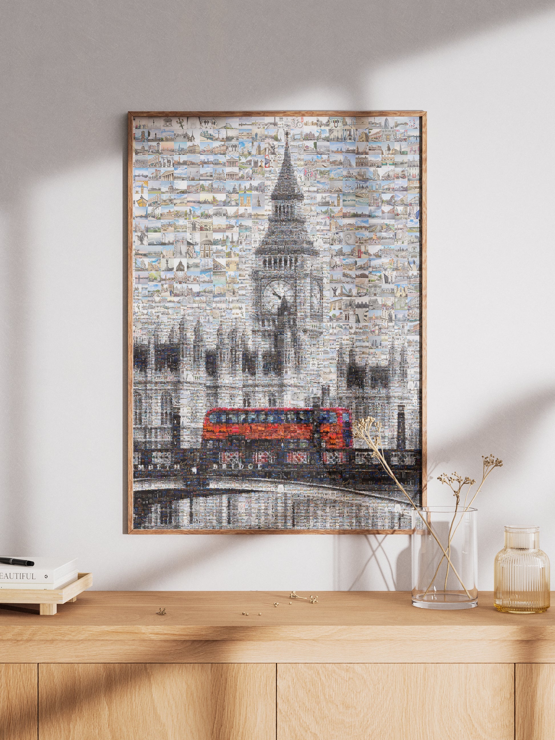 Stunning London Mosaic Artwork Featuring Iconic Landmarks and Red Bus - Perfect Home Decor AtelierMosaics