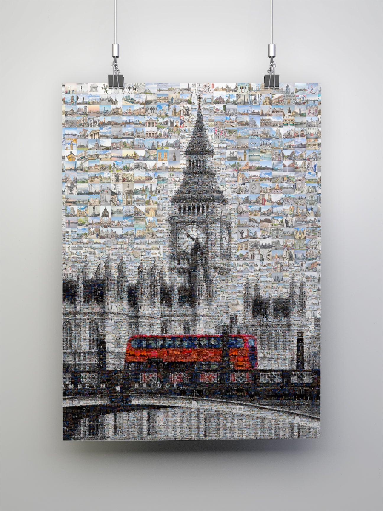 Stunning London Mosaic Artwork Featuring Iconic Landmarks and Red Bus - Perfect Home Decor AtelierMosaics