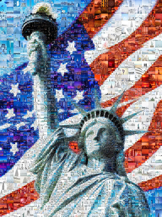 Statue of Liberty Mosaic Art - Iconic American Flag Design | Unique Wall Decor for Home & Office AtelierMosaics