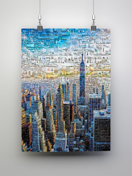 Stunning Cityscape Mosaic Art - Unique Urban Wall Décor for Home & Office