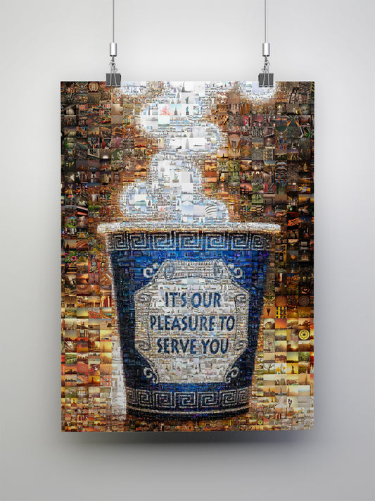 Unique Mosaic Art: 'It's Our Pleasure to Serve You' - Stunning Decorative Piece for Home and Office