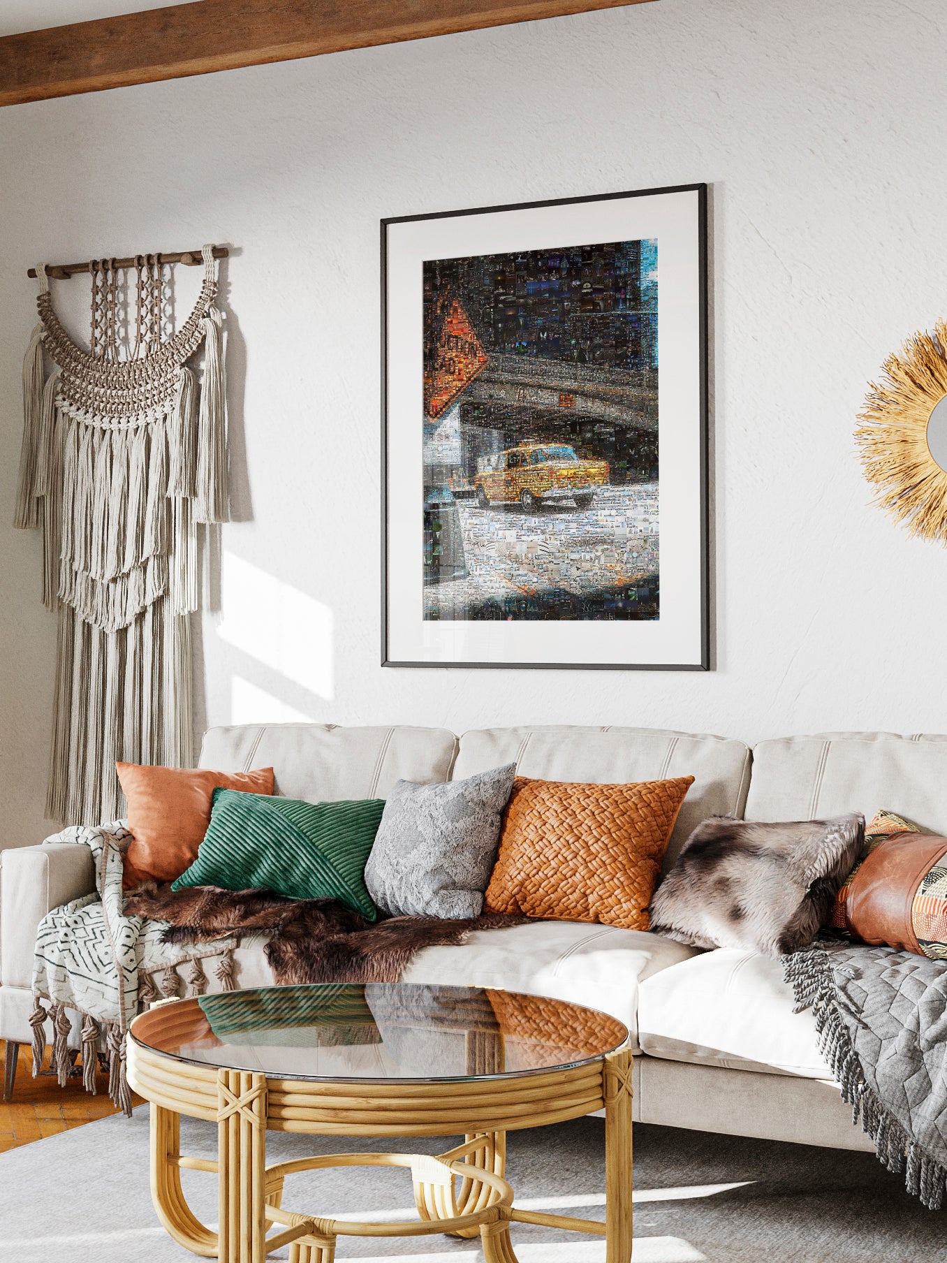 Stunning Mosaic Art of New York City: Vibrant Yellow Taxi and Cityscapes AtelierMosaics