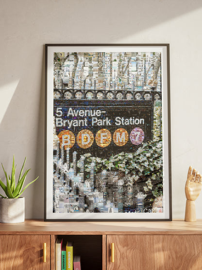 Stunning Mosaic Artwork of 5 Avenue-Bryant Park Station - Unique NYC Subway Art for Home Decor AtelierMosaics