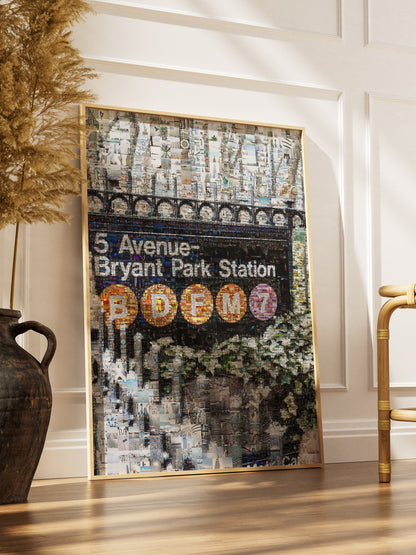 Stunning Mosaic Artwork of 5 Avenue-Bryant Park Station - Unique NYC Subway Art for Home Decor AtelierMosaics