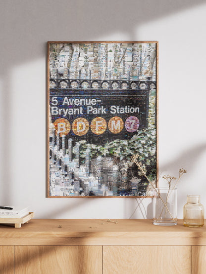Stunning Mosaic Artwork of 5 Avenue-Bryant Park Station - Unique NYC Subway Art for Home Decor AtelierMosaics