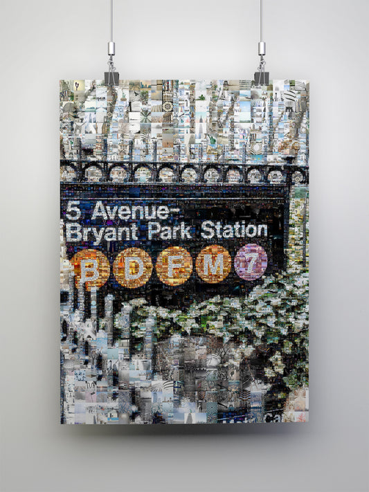 Stunning Mosaic Artwork of 5 Avenue-Bryant Park Station - Unique NYC Subway Art for Home Decor
