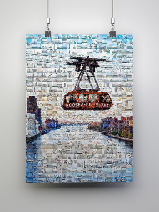 Stunning Roosevelt Island Mosaic Art - Unique NYC Skyline Artwork for Home Décor