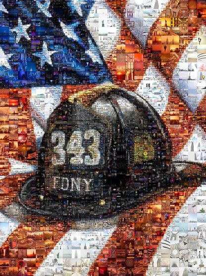 Stunning Firefighter Tribute Mosaic Artwork – 343 Iconic Design Celebrating Bravery and Sacrifice AtelierMosaics