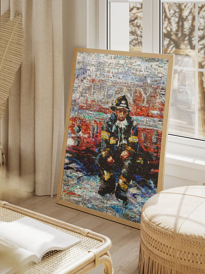 Stunning Mosaic Artwork of a Firefighter: Unique Wall Art for Home Decor & Office Spaces AtelierMosaics