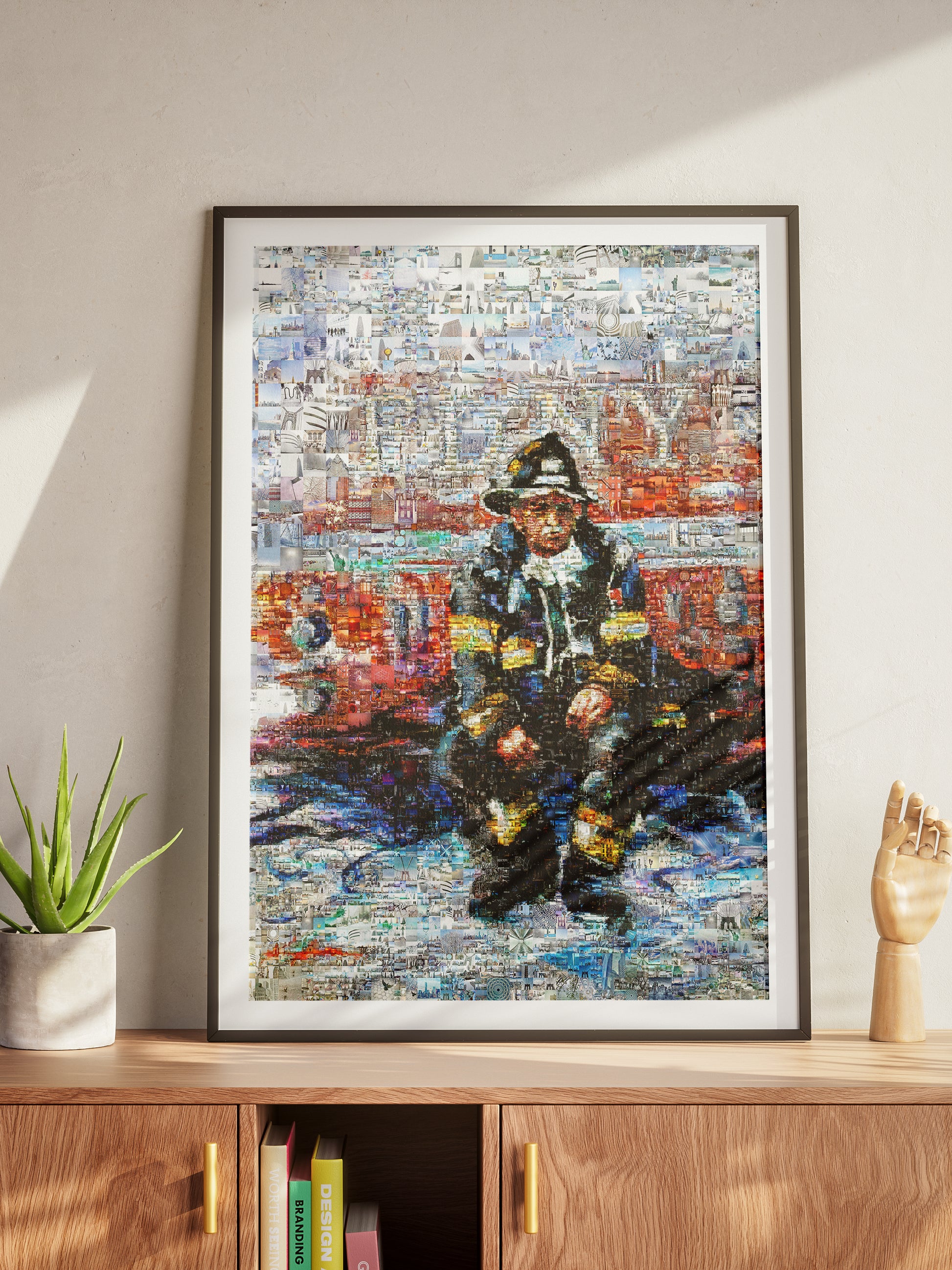 Stunning Mosaic Artwork of a Firefighter: Unique Wall Art for Home Decor & Office Spaces AtelierMosaics