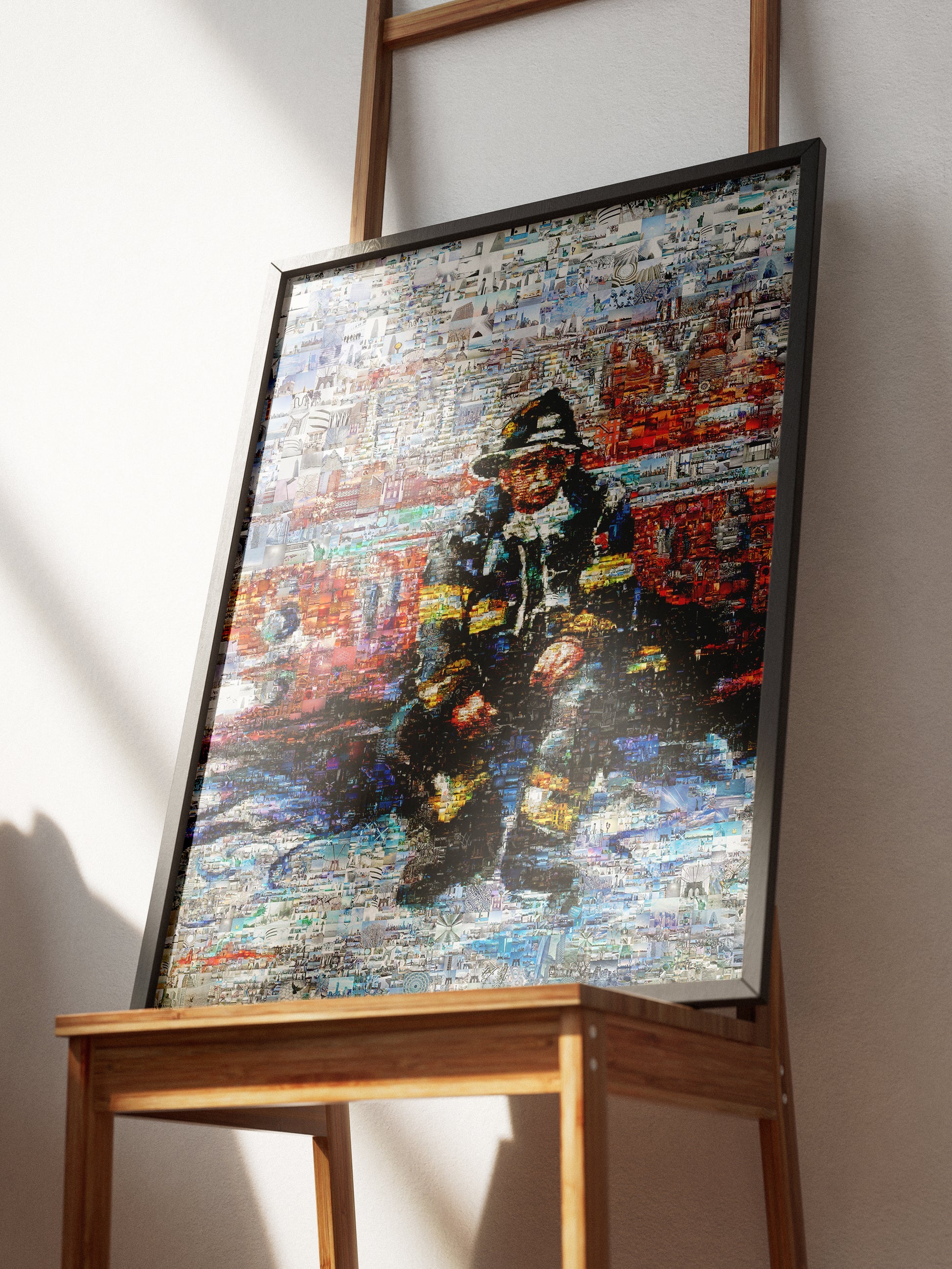 Stunning Mosaic Artwork of a Firefighter: Unique Wall Art for Home Decor & Office Spaces AtelierMosaics