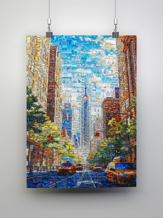 Stunning Cityscape Mosaic Art - Colorful Urban Landscape Wall Decor for Home or Office