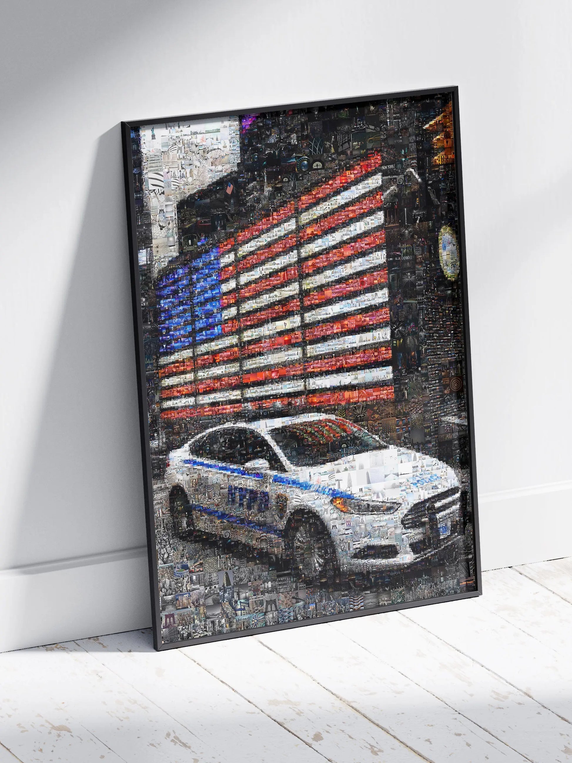 Stunning NYC Mosaic Artwork - American Flag & NYPD Car - Unique Home Decor for Art Lovers AtelierMosaics