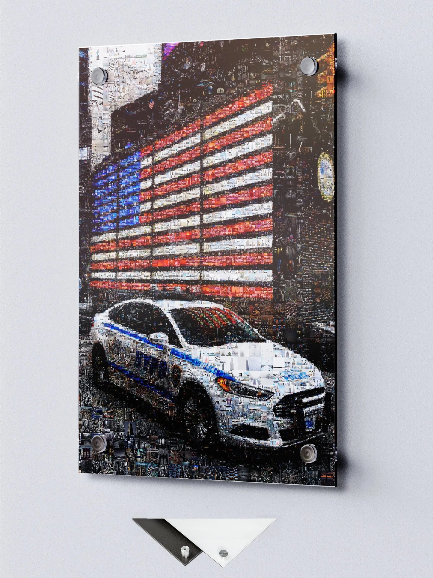 Stunning NYC Mosaic Artwork - American Flag & NYPD Car - Unique Home Decor for Art Lovers AtelierMosaics