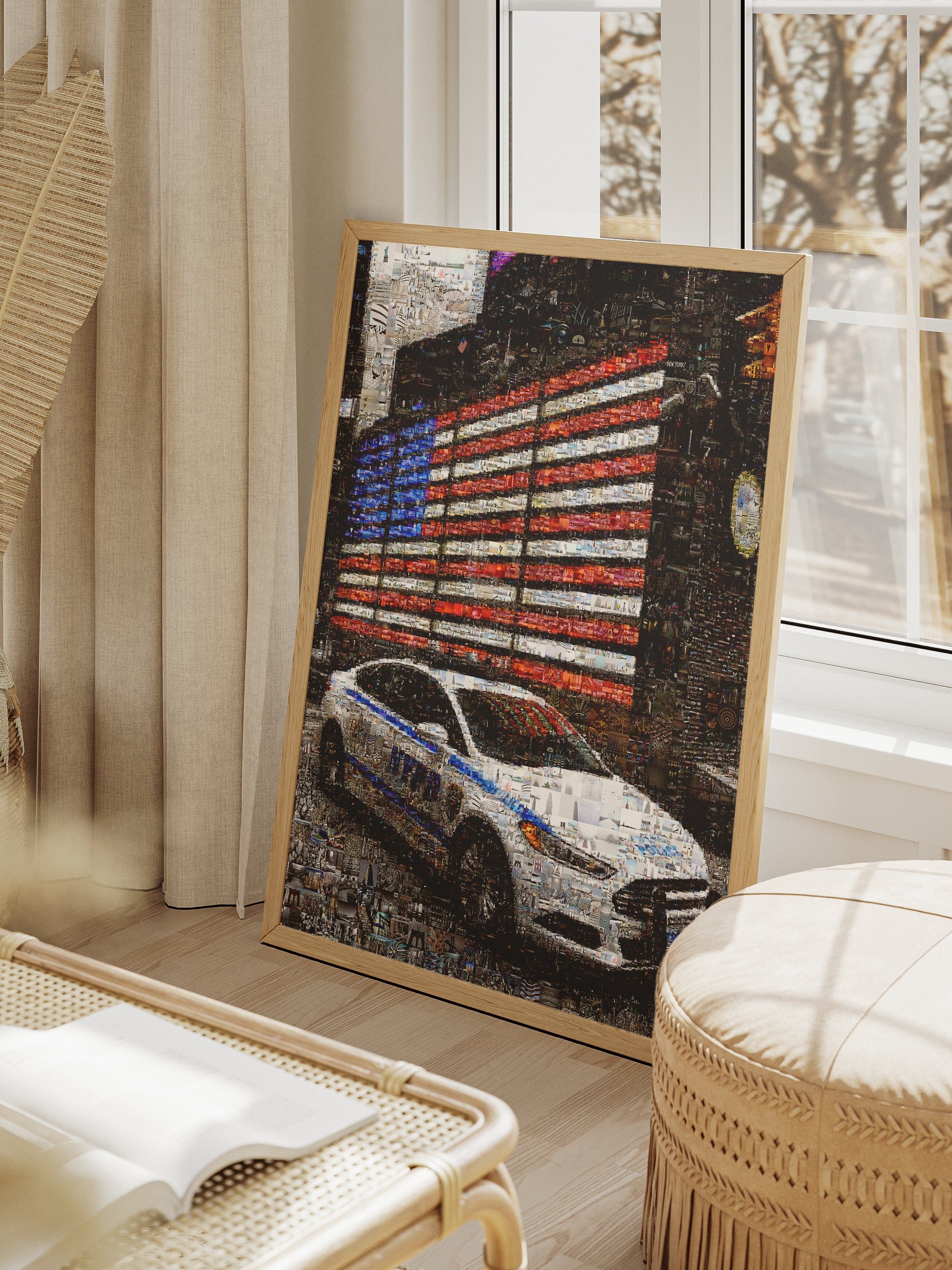 Stunning NYC Mosaic Artwork - American Flag & NYPD Car - Unique Home Decor for Art Lovers AtelierMosaics