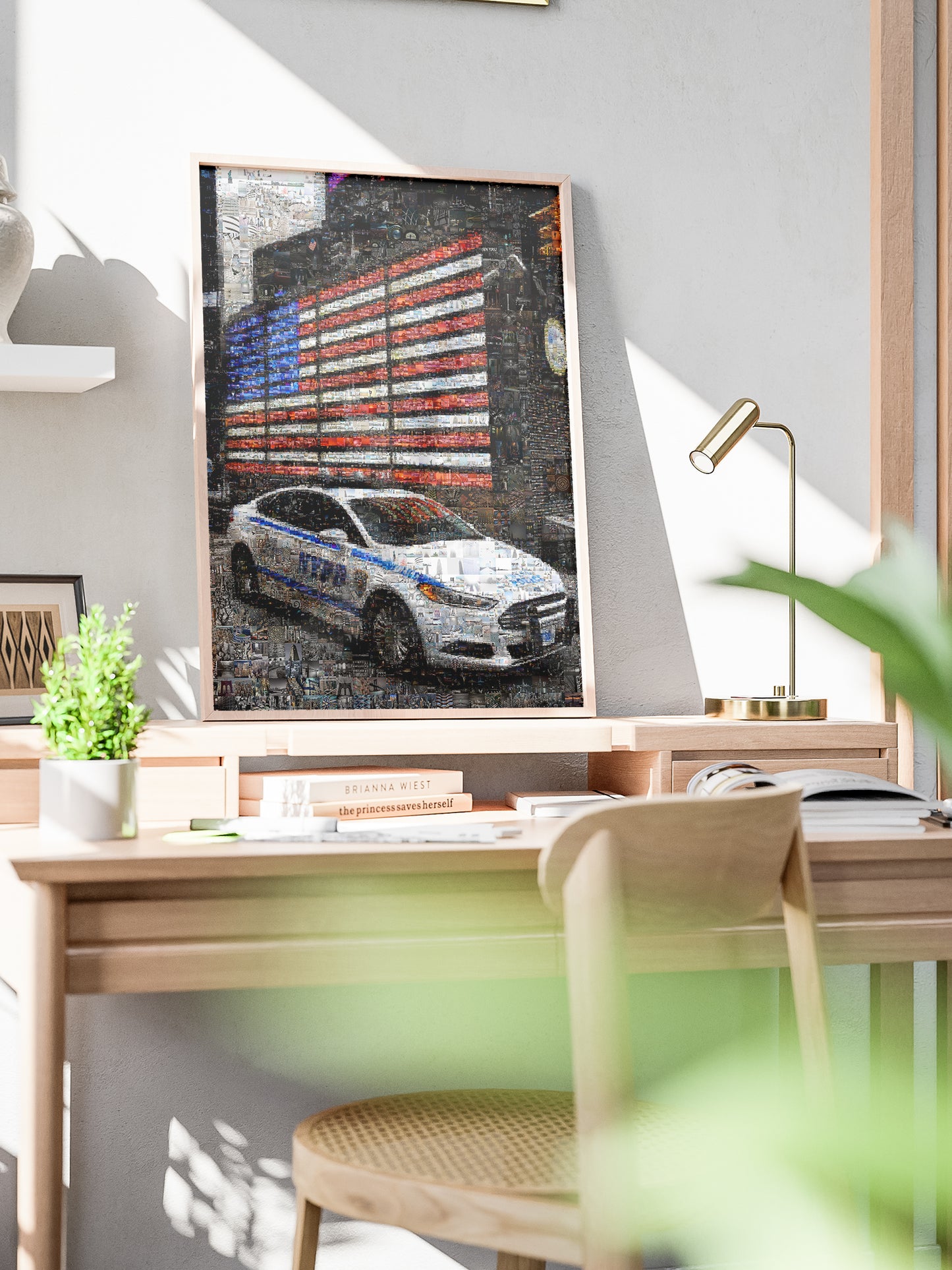 Stunning NYC Mosaic Artwork - American Flag & NYPD Car - Unique Home Decor for Art Lovers AtelierMosaics