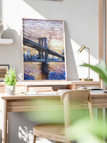 Stunning Brooklyn Bridge Mosaic Artwork - Unique Wall Decor for Home or Office AtelierMosaics