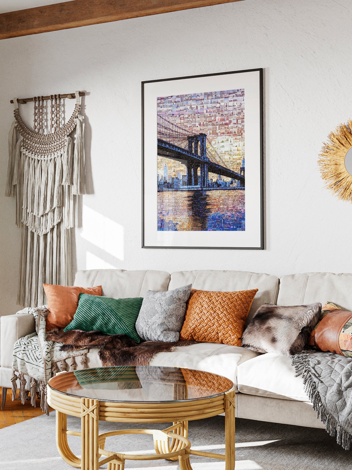 Stunning Brooklyn Bridge Mosaic Artwork - Unique Wall Decor for Home or Office AtelierMosaics