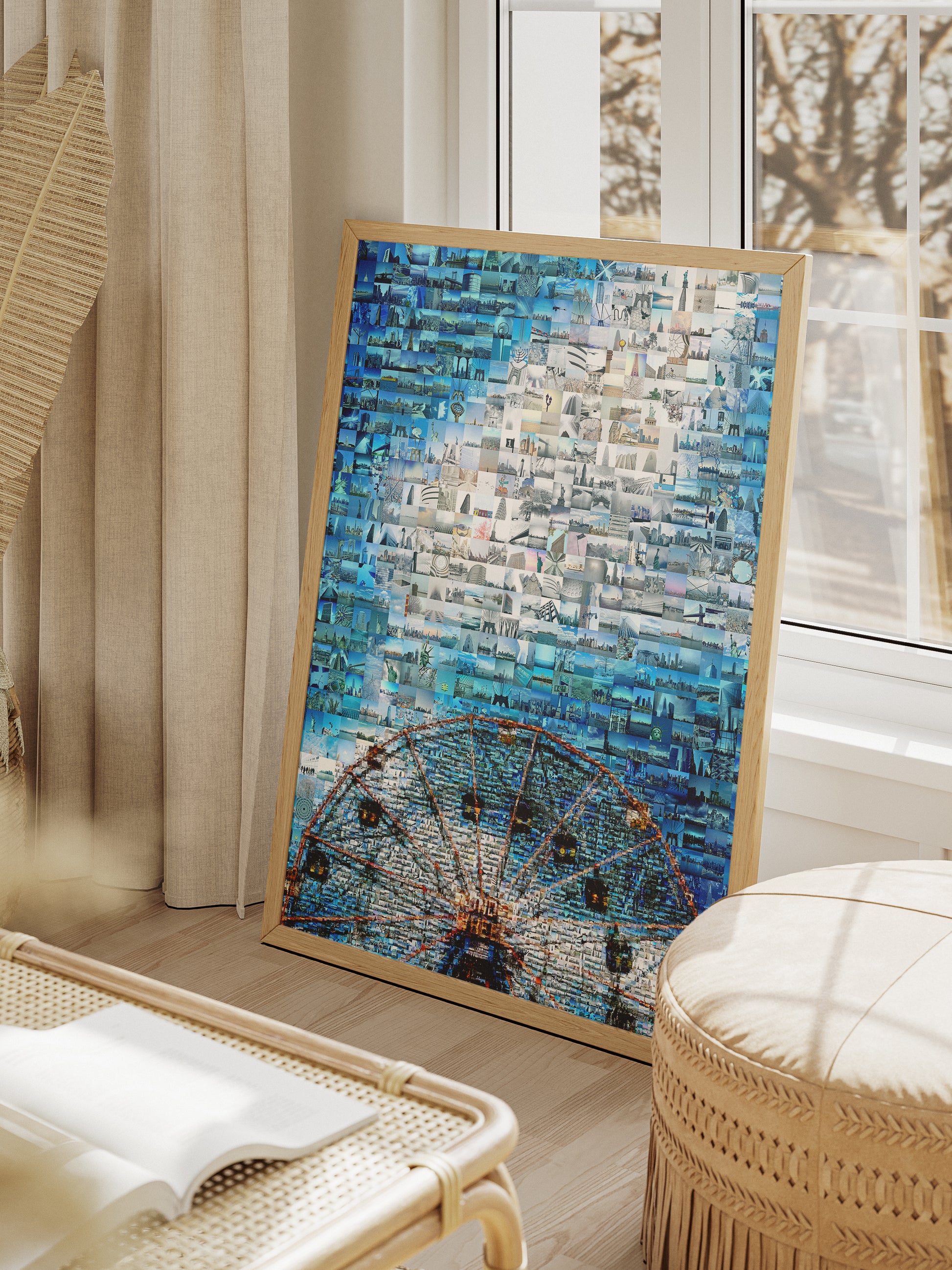 Stunning Blue Mosaic Artwork Featuring Iconic Landmarks - Perfect Wall Decor for Home or Office AtelierMosaics