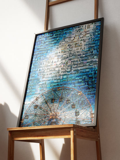 Stunning Blue Mosaic Artwork Featuring Iconic Landmarks - Perfect Wall Decor for Home or Office AtelierMosaics