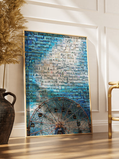 Stunning Blue Mosaic Artwork Featuring Iconic Landmarks - Perfect Wall Decor for Home or Office AtelierMosaics
