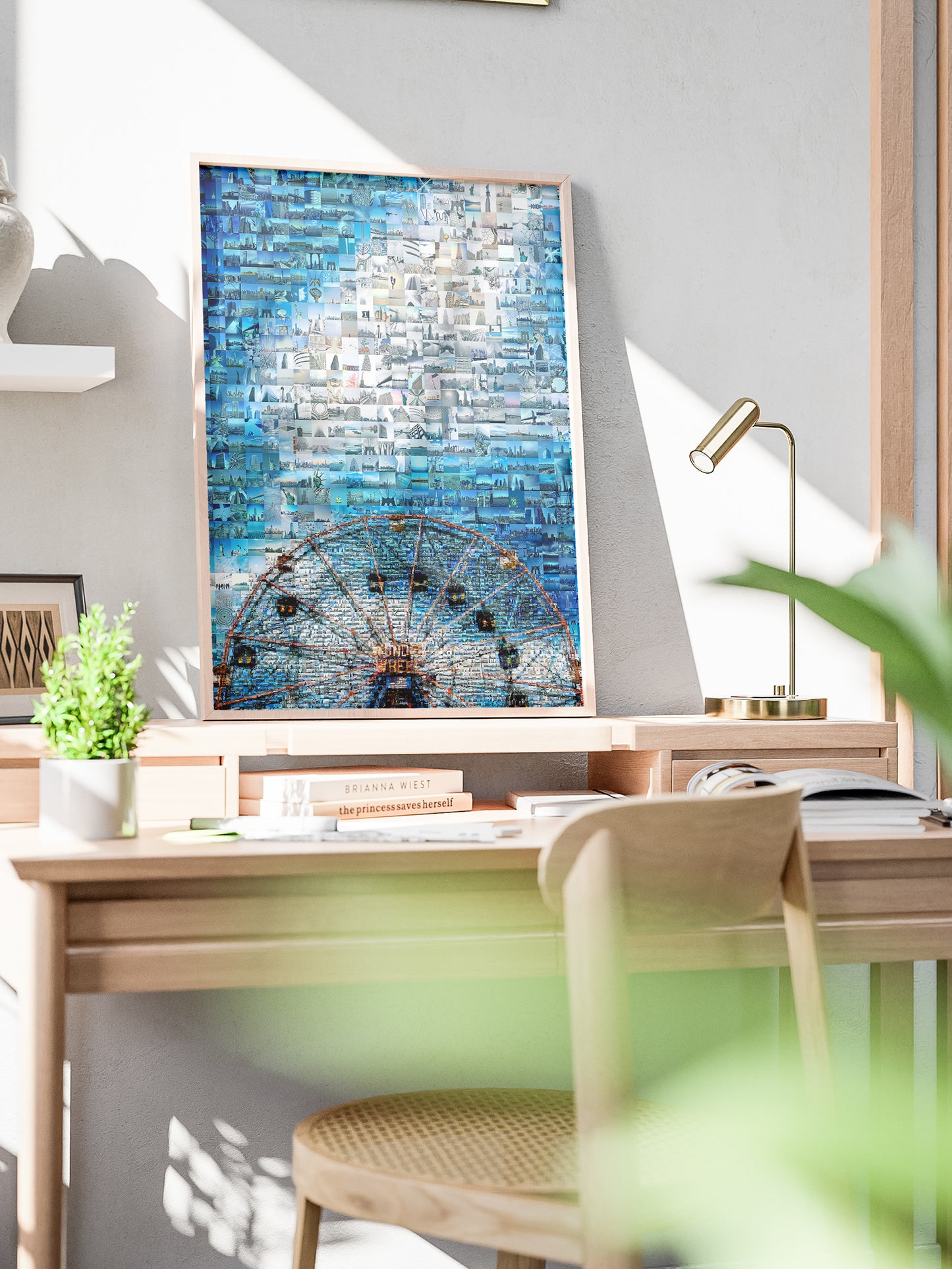 Stunning Blue Mosaic Artwork Featuring Iconic Landmarks - Perfect Wall Decor for Home or Office AtelierMosaics