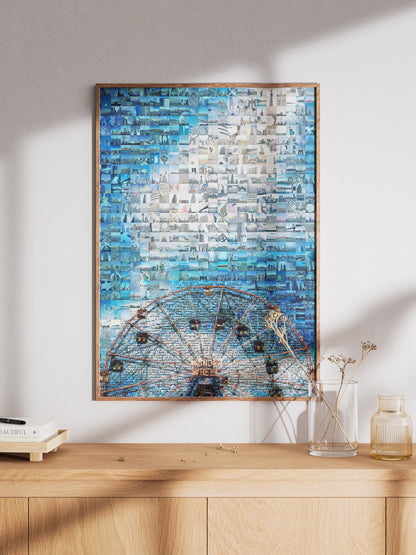 Stunning Blue Mosaic Artwork Featuring Iconic Landmarks - Perfect Wall Decor for Home or Office AtelierMosaics