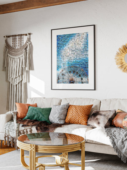 Stunning Blue Mosaic Artwork Featuring Iconic Landmarks - Perfect Wall Decor for Home or Office AtelierMosaics