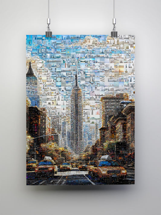 Stunning Mosaic Artwork of the New York City Skyline – Unique Home Decor for Art Lovers