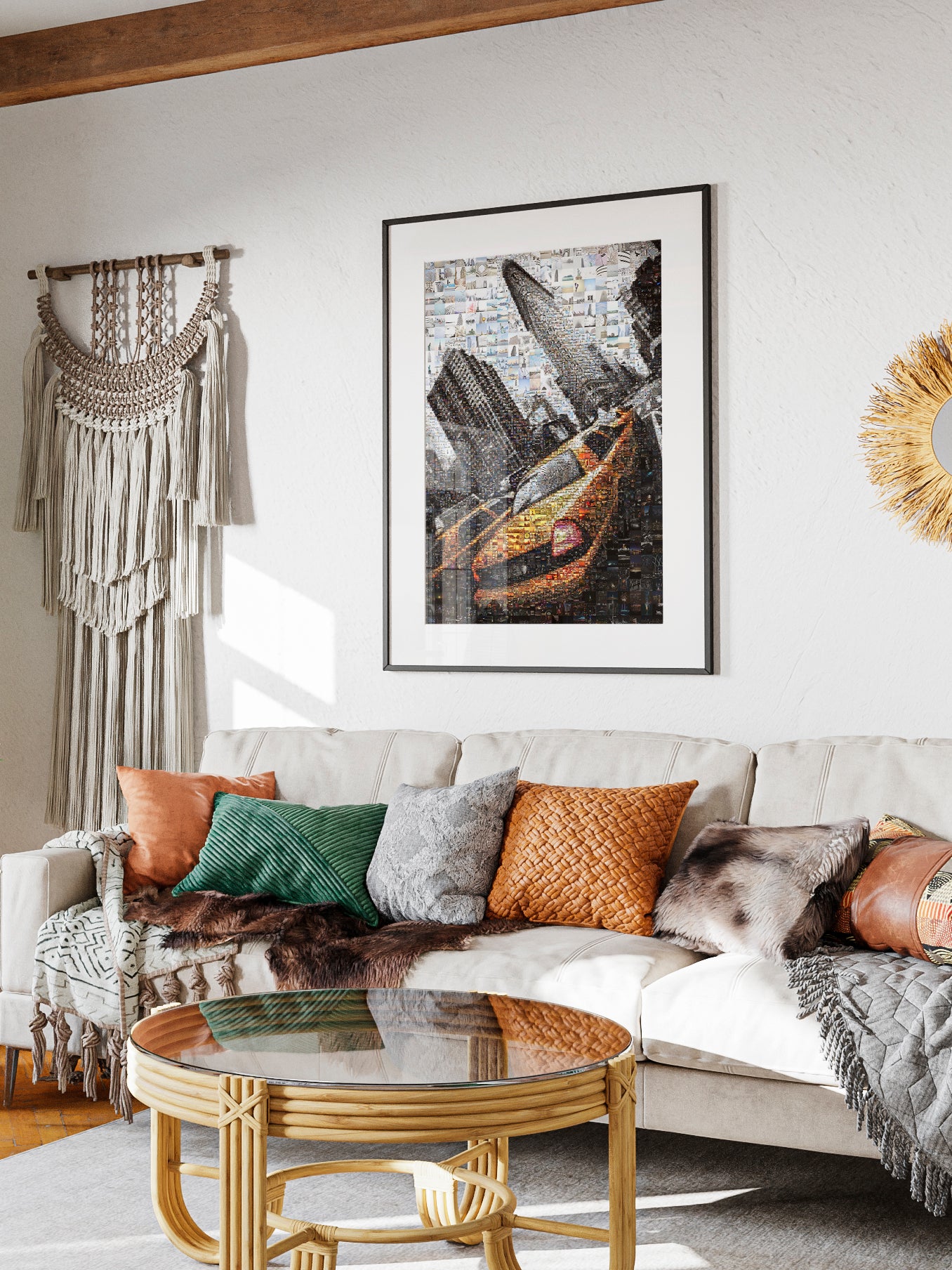 Vibrant Cityscape Mosaic Art - Unique Artwork Featuring Iconic Urban Scenes and Yellow Taxi Cabs AtelierMosaics