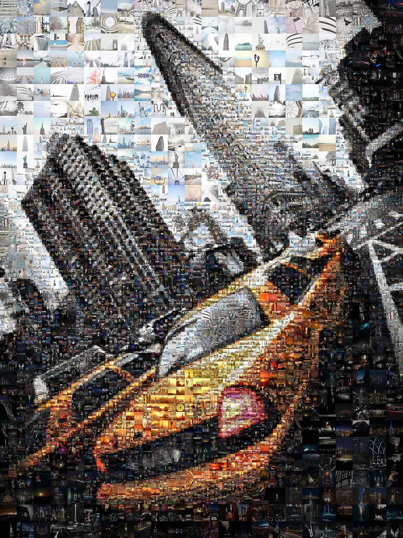 Vibrant Cityscape Mosaic Art - Unique Artwork Featuring Iconic Urban Scenes and Yellow Taxi Cabs AtelierMosaics