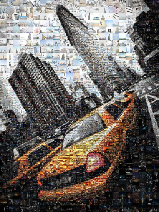 Vibrant Cityscape Mosaic Art - Unique Artwork Featuring Iconic Urban Scenes and Yellow Taxi Cabs AtelierMosaics