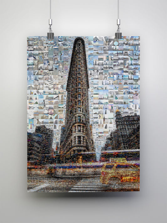 Stunning Mosaic Artwork of the Flatiron Building - Unique Urban Wall Art for Modern Spaces