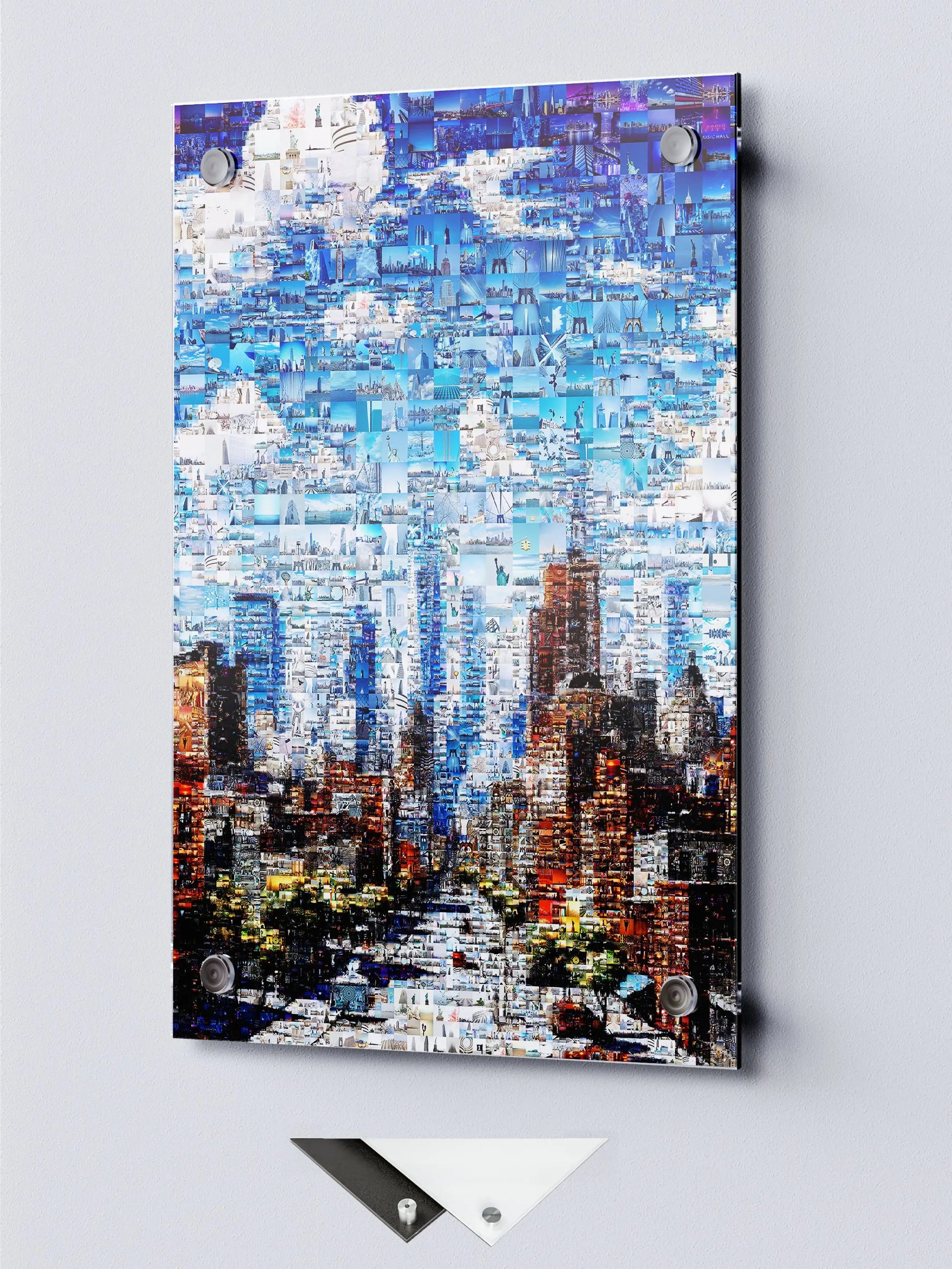 Stunning Mosaic Artwork: Cityscape in Blue - Unique Wall Art for Home Décor and Office Spaces AtelierMosaics