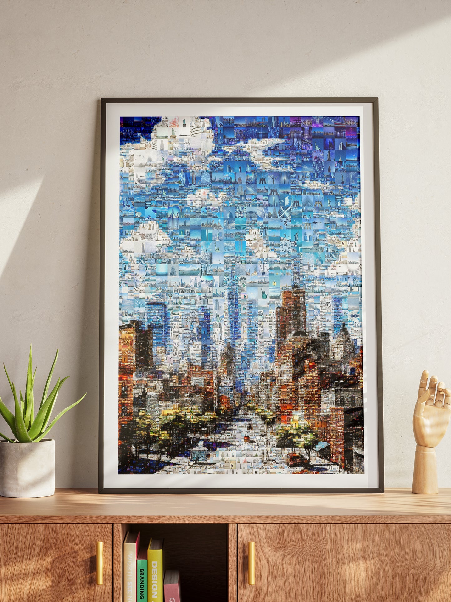 Stunning Mosaic Artwork: Cityscape in Blue - Unique Wall Art for Home Décor and Office Spaces AtelierMosaics