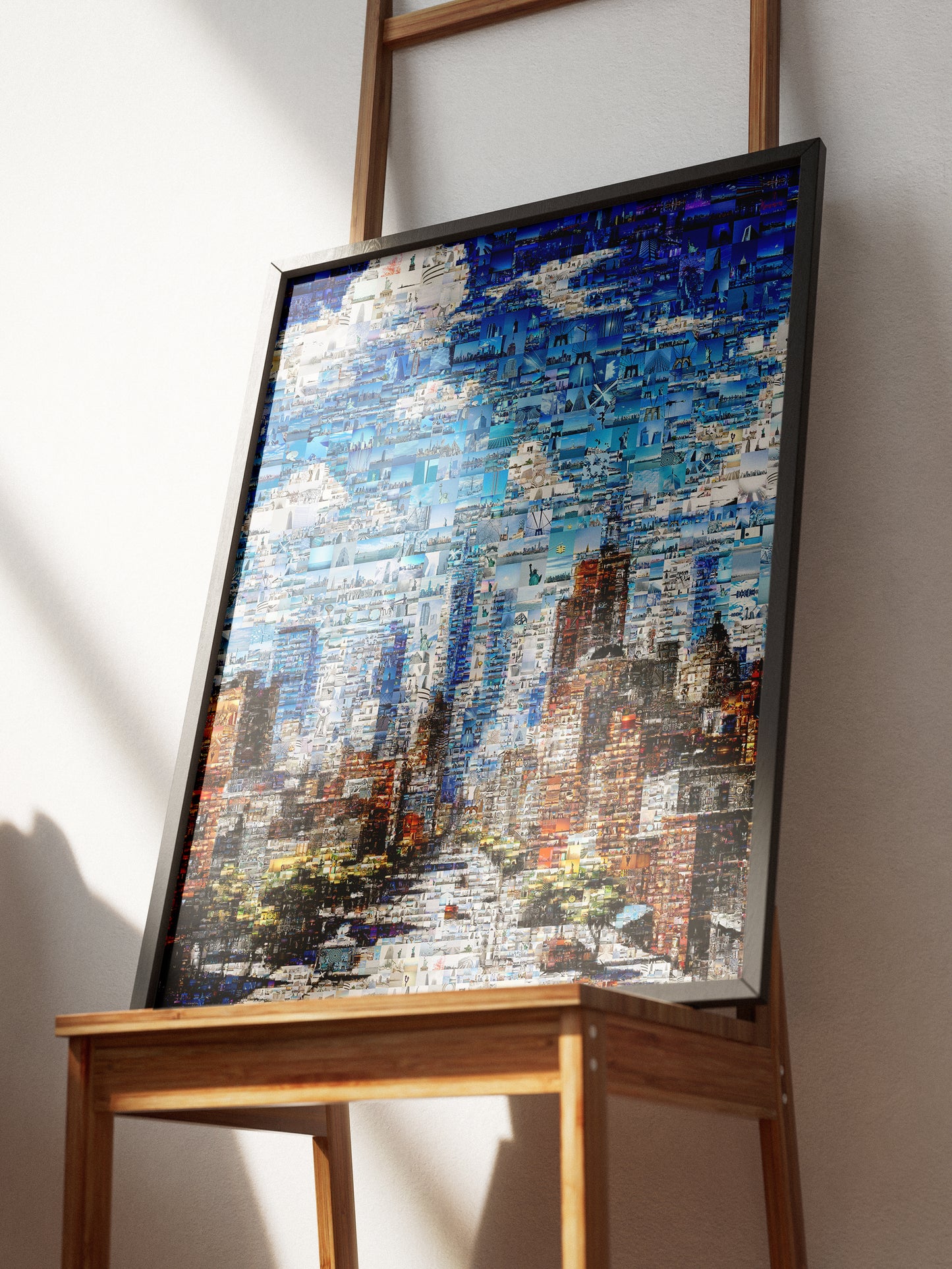Stunning Mosaic Artwork: Cityscape in Blue - Unique Wall Art for Home Décor and Office Spaces AtelierMosaics